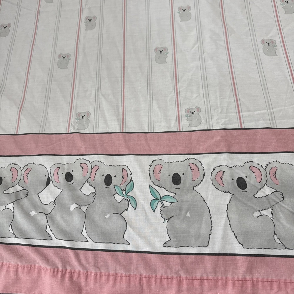 Vintage 1987 Cannon Koala Bears "Sidney" Queen Flat Sheet‎ 1 Pillowcase Set